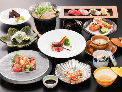 高台から望む夕陽と山口の味覚♪十勝若牛のステーキ・鱧すき・握り寿し・プレミアム和洋会席＜慶＞
